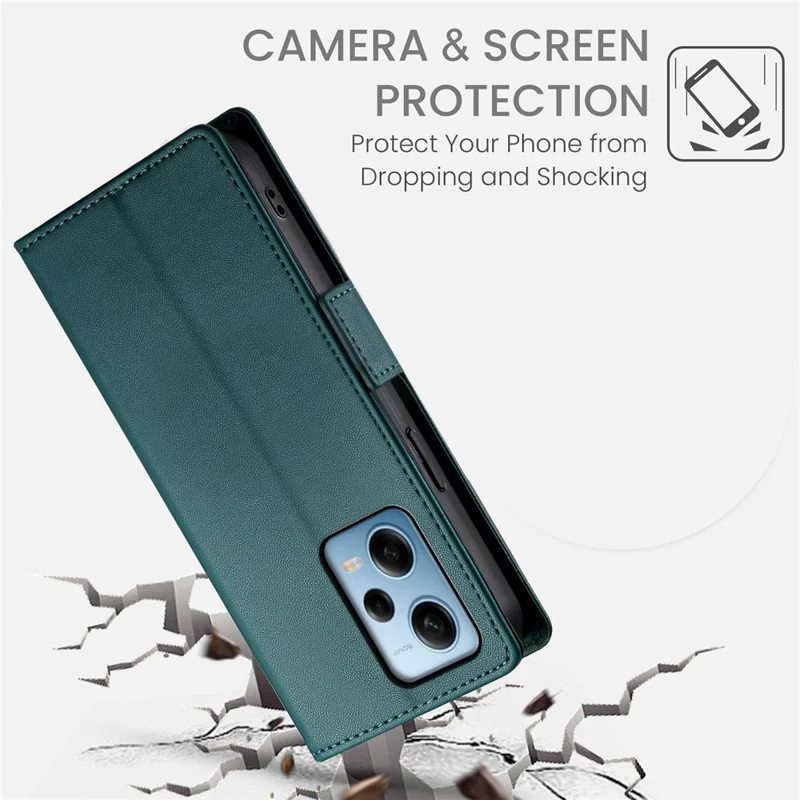 DF-010 For Xiaomi Redmi Note 12 Pro 5G / Note 12 Pro Speed 5G / Poco X5 Pro 5G Case Phone Leather Cover - Blackish Green