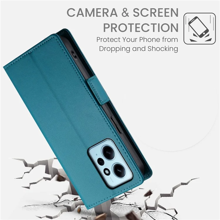 DF-010 Per Xiaomi Redmi Note 12 4G Custodia Antiurto in Pelle - Blu