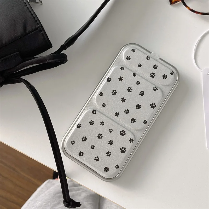 For iPhone 14 Case Cat Paws Print PU Leather+TPU Kickstand Phone Cover