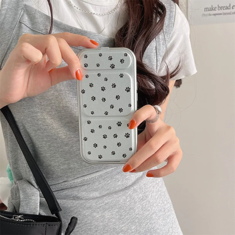 For iPhone 14 Case Cat Paws Print PU Leather+TPU Kickstand Phone Cover