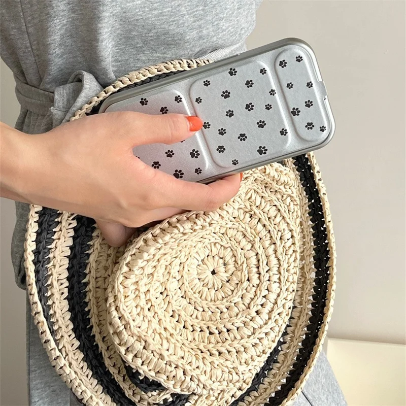 For iPhone 14 Case Cat Paws Print PU Leather+TPU Kickstand Phone Cover