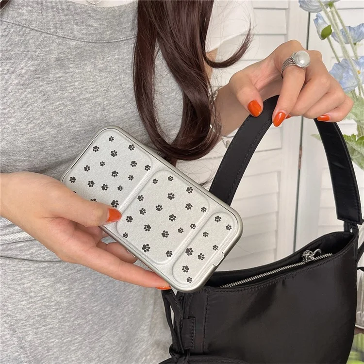 For iPhone 13 Pro Case Kickstand Cat Paws Pattern Leather+TPU Phone Cover