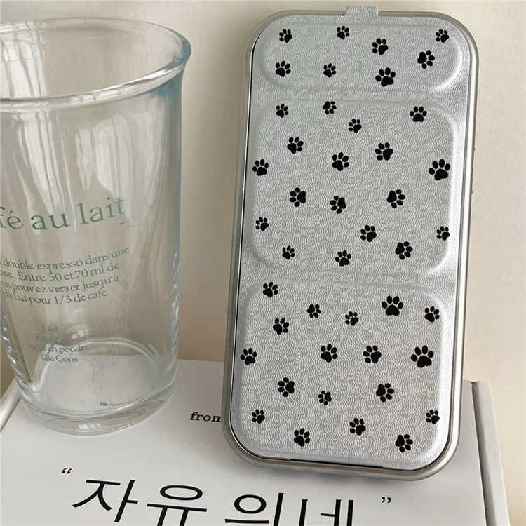 For iPhone 15 Pro Case Cat Paws Print PU Leather Back Kickstand Phone Cover