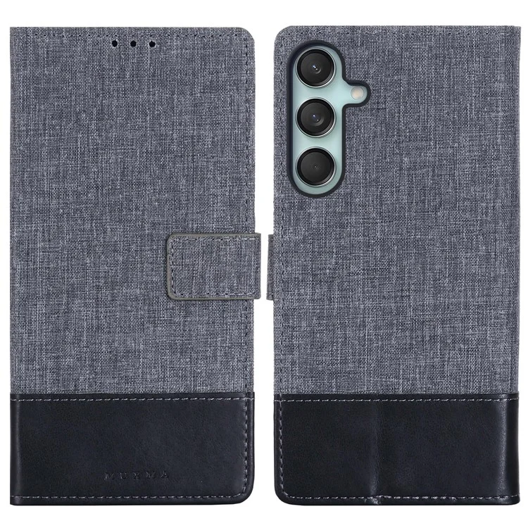 MUXMA MX102 For Samsung Galaxy F55 5G / C55 5G / M55 5G Case Canvas+Leather+TPU Phone Wallet Cover - Black
