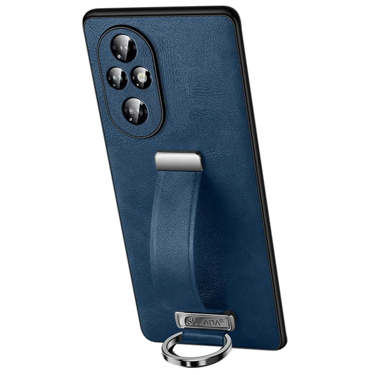 SULADA Fashion Series for Honor 200 Pro 5G Case Wristband Kickstand Leather Back Phone Cover - Blue