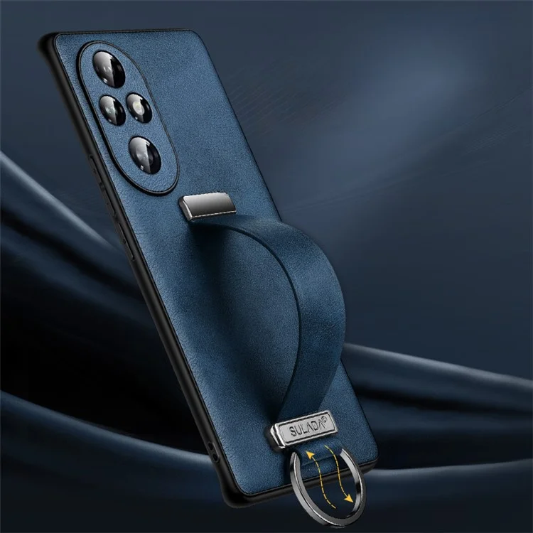 SULADA Fashion Series for Honor 200 Pro 5G Case Wristband Kickstand Leather Back Phone Cover - Blue