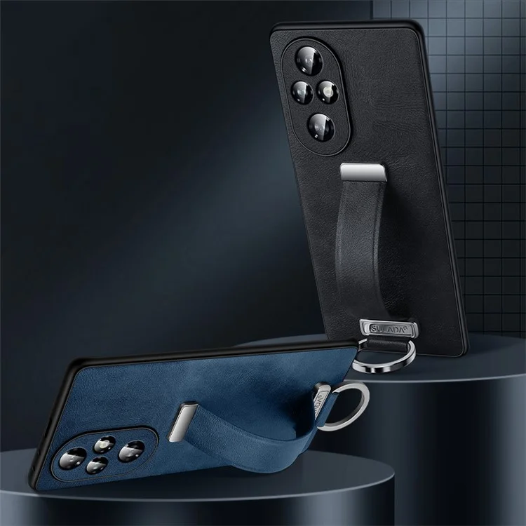 SULADA Fashion Series for Honor 200 Pro 5G Case Wristband Kickstand Leather Back Phone Cover - Blue