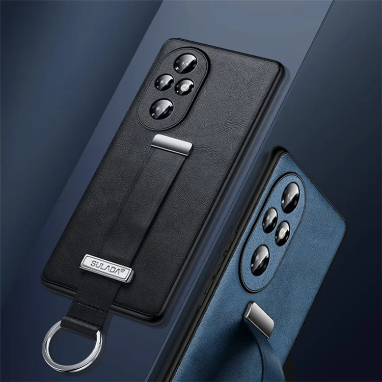 SULADA Fashion Series for Honor 200 Pro 5G Case Wristband Kickstand Leather Back Phone Cover - Blue