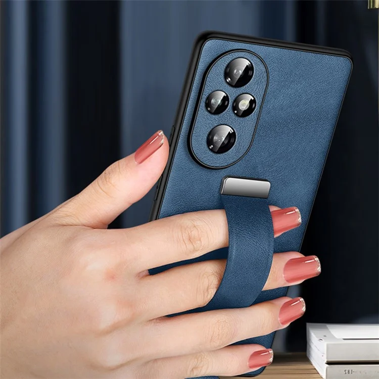 SULADA Fashion Series for Honor 200 Pro 5G Case Wristband Kickstand Leather Back Phone Cover - Blue