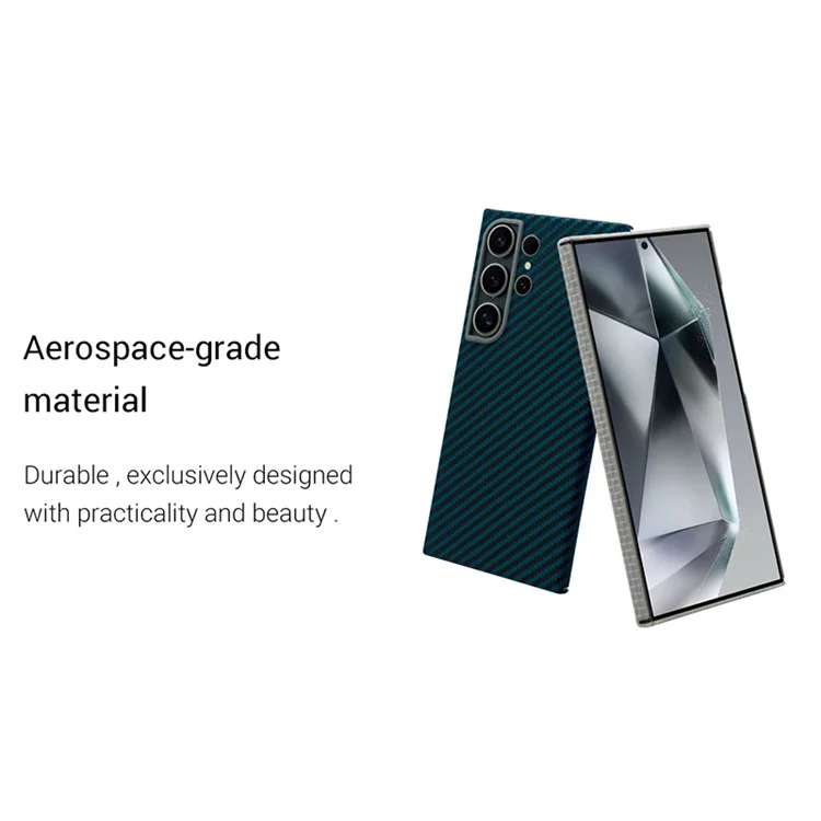 KZDOO Pour Étui Samsung Galaxy S24 Ultra Fibre d'aramide Rigide Mince Housse de Protection - Bleu
