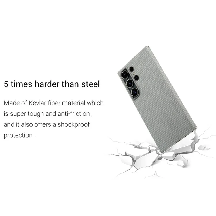 KZDOO Für Samsung Galaxy S24 Ultra Hülle Aramid-Faser Stoßfest Slim Handyhülle, Titanium Grey