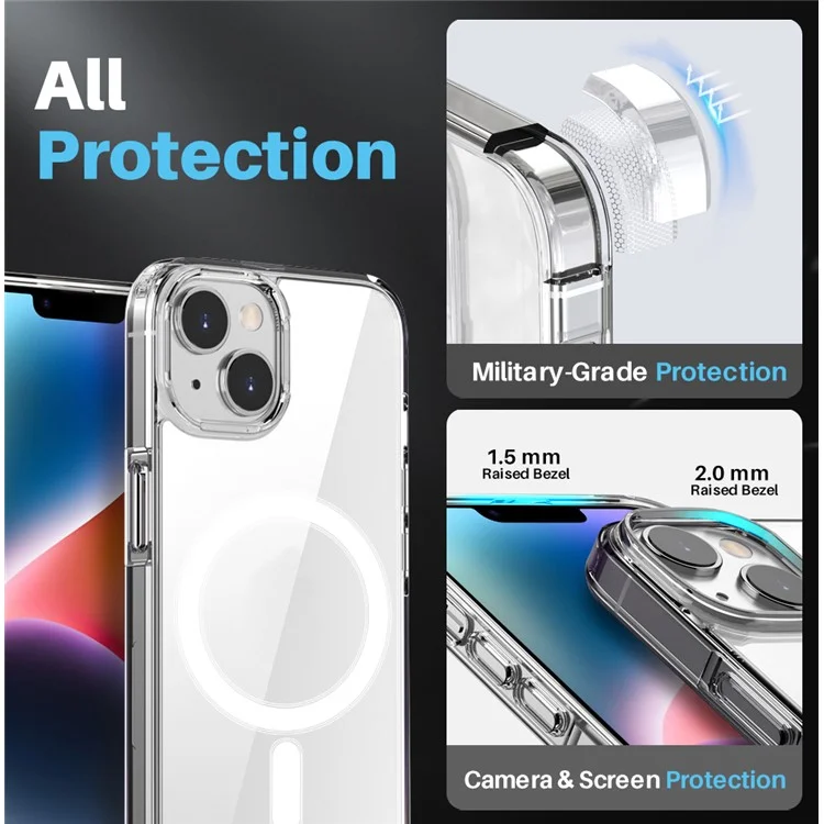 NORTHJO Para iPhone 14 PC+TPU Funda de teléfono móvil con película protectora de pantalla de vidrio templado + Protector de lente, Compatible con MagSafe