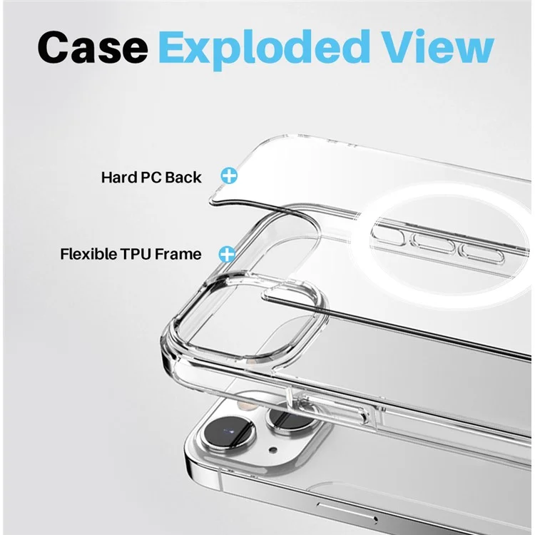 NORTHJO Per iPhone 15 Cover Posteriore Compatibile con MagSafe Custodia Telefonica Trasparente con Pellicola in Vetro Temperato + Protezione per Lenti