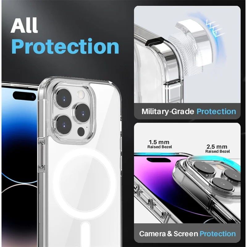 NORTHJO For iPhone 14 Pro Max Magnetic Cellphone Case with Tempered Glass Film + Lens Protector, Compatible with MagSafe