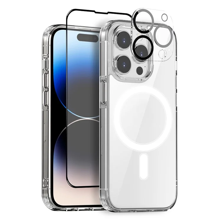 NORTHJO Per iPhone 14 Pro Custodia per cellulare Compatibile con MagSafe PC+TPU Copertura con pellicola in vetro temperato + Protezione per obiettivo