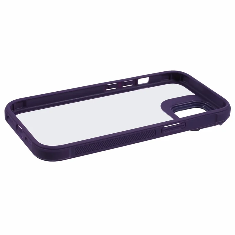 For iPhone 13 Case Lens Frame Kickstand PC + TPU Non-Slip Edge  Phone Cover - Purple