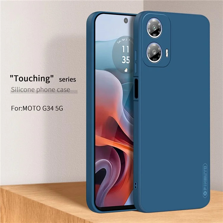 PINWUYO JK Серия Подсоединения для Motorola Moto G45 5G / G34 5G Чехол TPU Чехол для телефона Шелковисто-мягкое прикосновение - Темно-синий