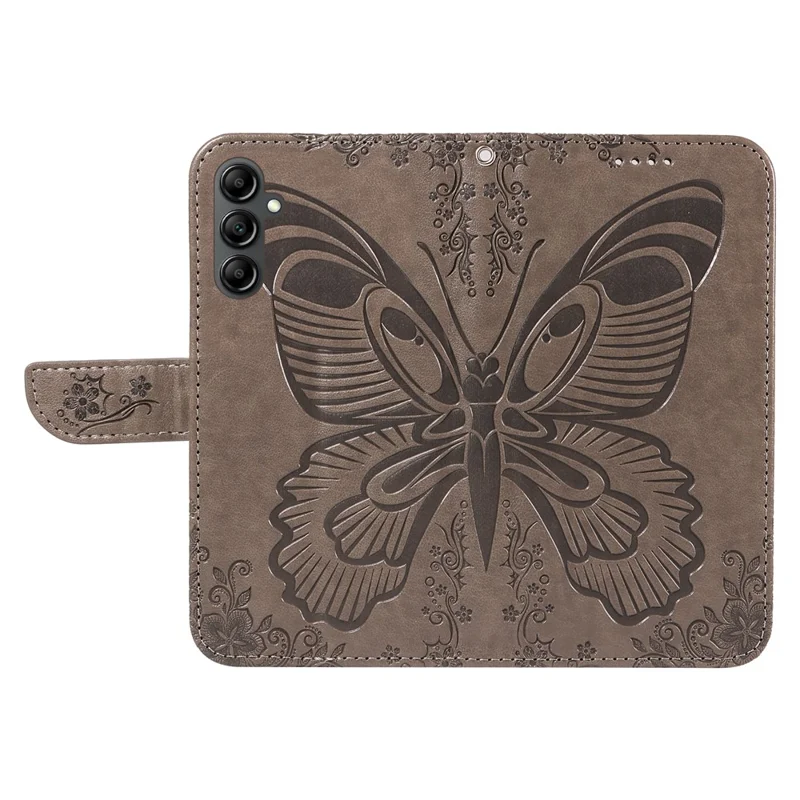 For Samsung Galaxy A05s 4G Case with Hand Strap Butterfly Leather Wallet Phone Cover - Grey