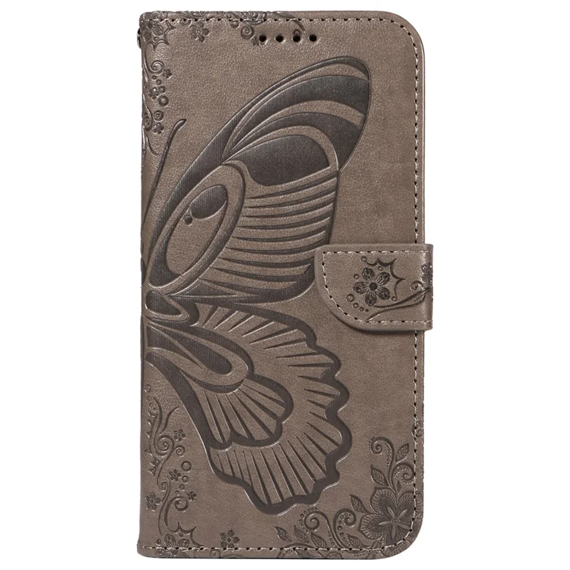 For Samsung Galaxy A05s 4G Case with Hand Strap Butterfly Leather Wallet Phone Cover - Grey