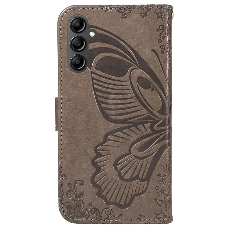 For Samsung Galaxy A05s 4G Case with Hand Strap Butterfly Leather Wallet Phone Cover - Grey