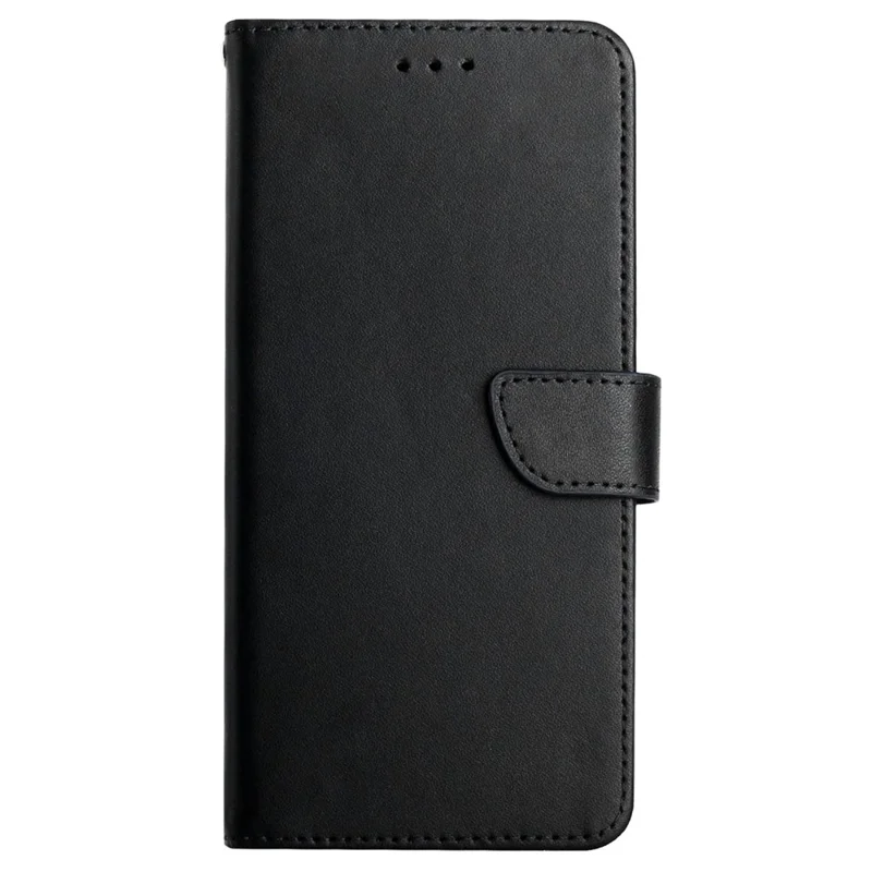 HT02 For Xiaomi Redmi 13 5G / 13 4G Case Nappa Texture Genuine Cow Leather Flip Phone Cover - Black