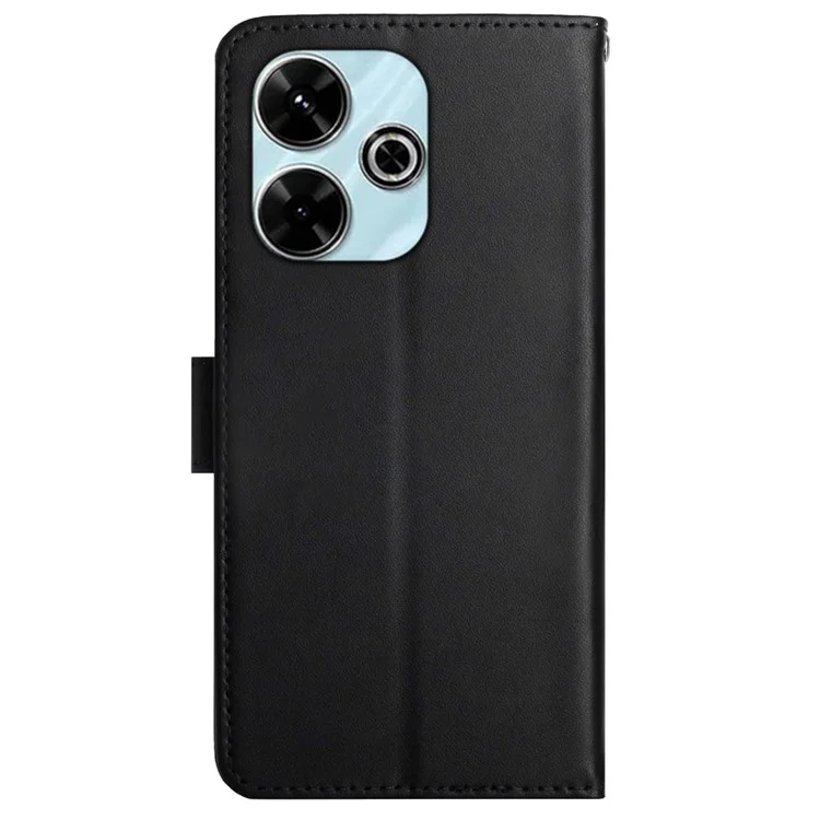 HT02 For Xiaomi Redmi 13 5G / 13 4G Case Nappa Texture Genuine Cow Leather Flip Phone Cover - Black