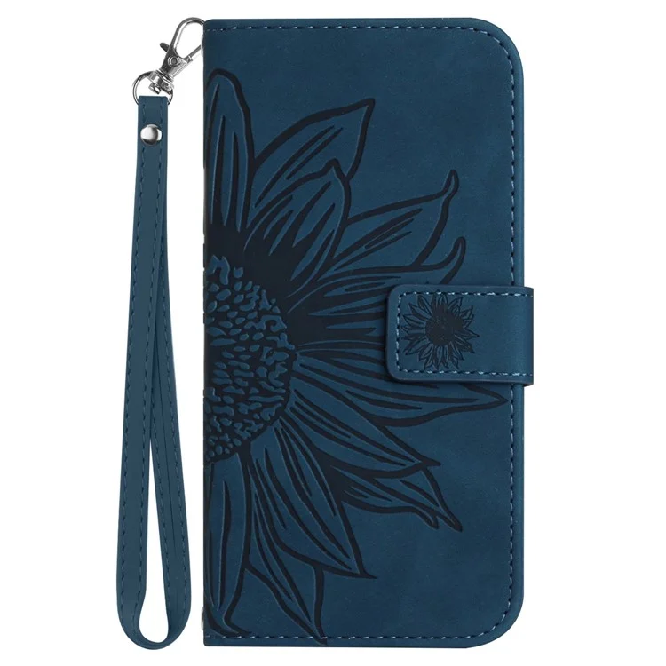 HT04 For Xiaomi Redmi 13 5G / 13 4G Case PU Leather Handbag Phone Cover Sunflower - Dark Blue