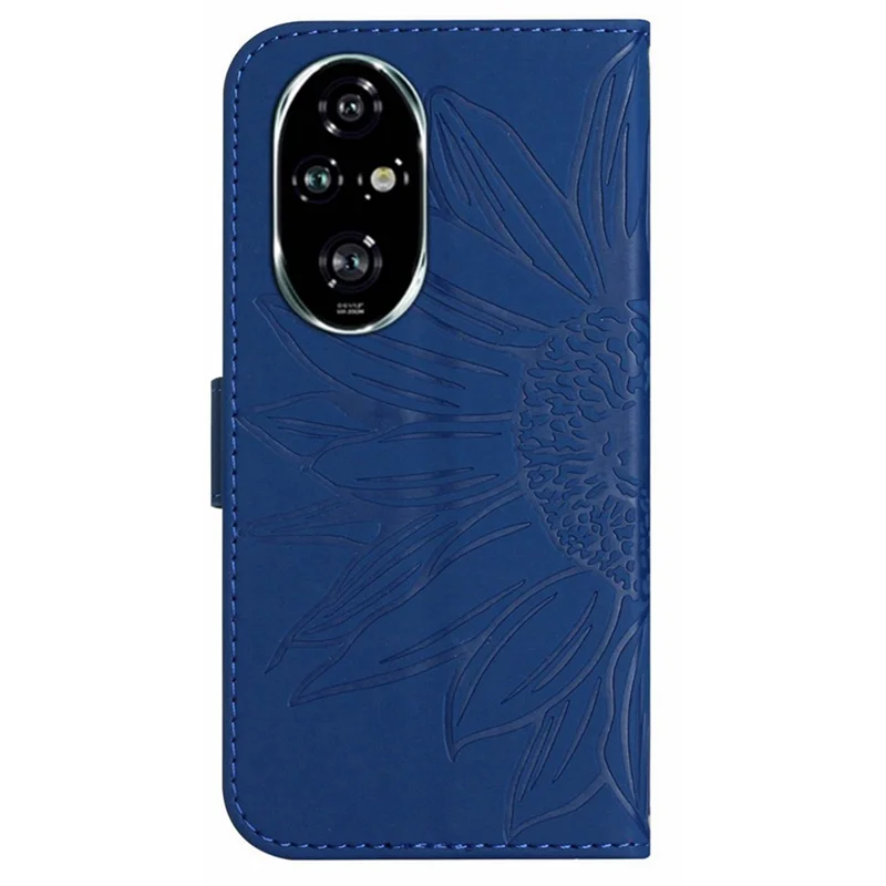 HT04 For Honor 200 Pro 5G Case Sunflower Leather Phone Cover with Hand Strap - Sapphire