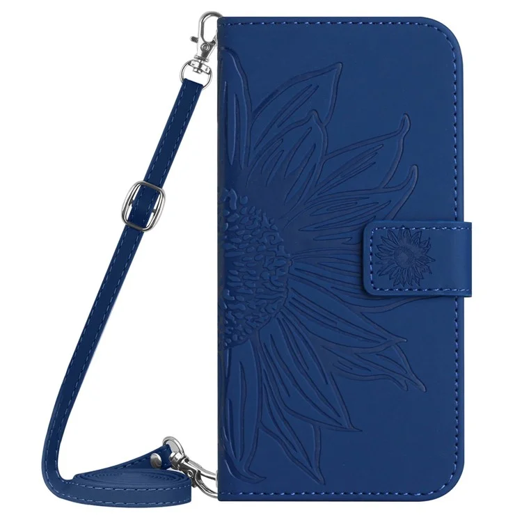 HT04 For Honor 200 Pro 5G Case Sunflower Flip Leather Phone Cover Card Slots - Sapphire