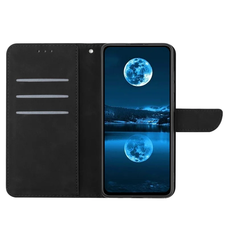 HT05 For Honor 200 Pro 5G Case Card Holder Leather Phone Cover Lines Imprinted - Black