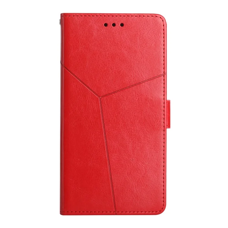 HT01 For Honor 200 5G Case Leather Flip Phone Cover Y-Shaped Lines - Red