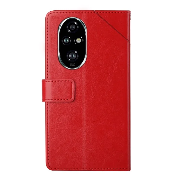 HT01 For Honor 200 5G Case Leather Flip Phone Cover Y-Shaped Lines - Red