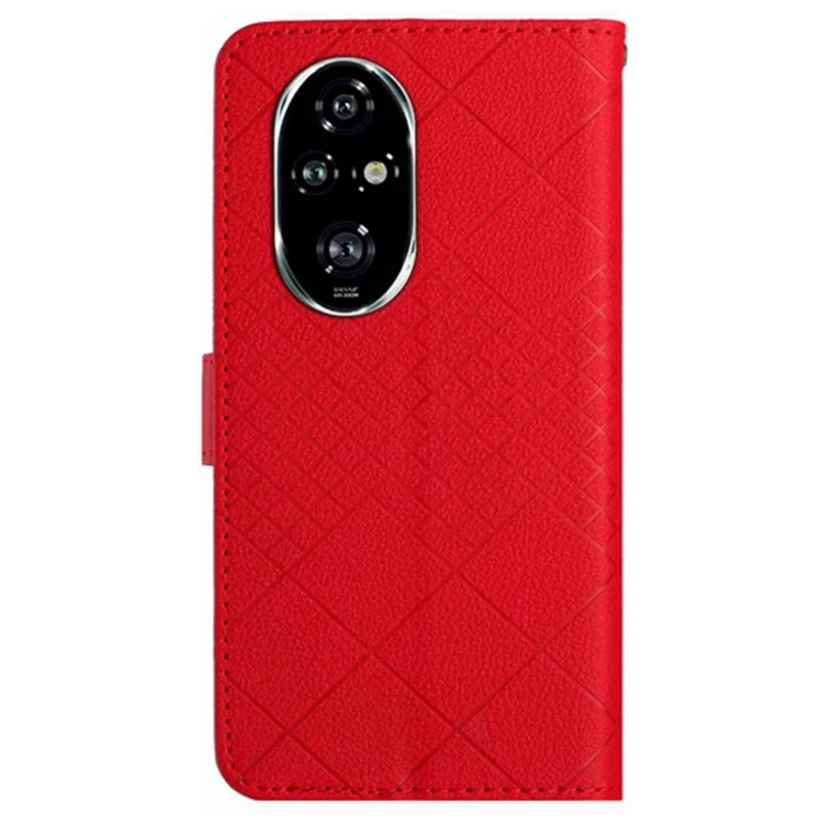 HT06 For Honor 200 5G Case PU Leather Wallet Flip Phone Cover Rhombus Pattern  - Red