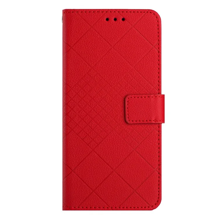 HT06 For Honor 200 5G Case PU Leather Wallet Flip Phone Cover Rhombus Pattern  - Red