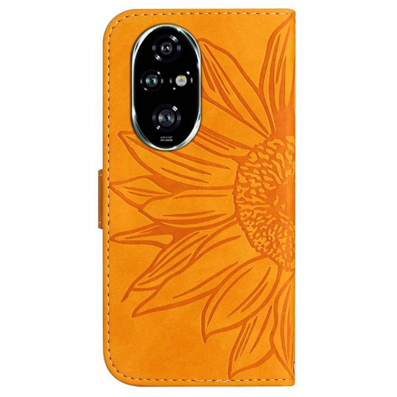 HT04 For Honor 200 5G Case Sunflower Leather Wallet Protective Phone Cover with Wrist Strap - Yellow
