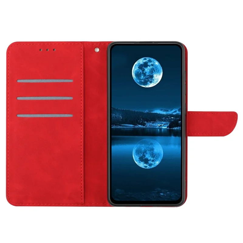 HT05 Für iPhone 16 Pro Max Hülle Leder Handyhülle mit Kartenfächer / Bargeldschlitz Ständer Funktion - Rot