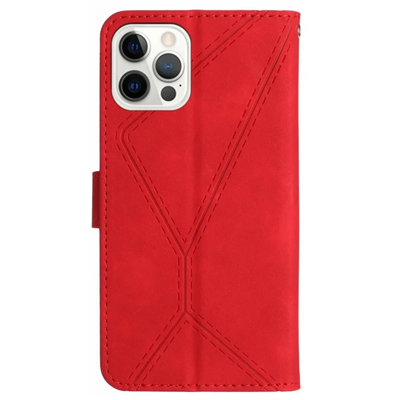 HT05 Für iPhone 16 Pro Max Hülle Leder Handyhülle mit Kartenfächer / Bargeldschlitz Ständer Funktion - Rot