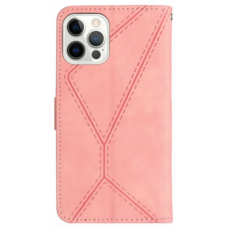 HT05 For iPhone 16 Pro Max Case Leather Phone Cover Card / Cash Slots Stand Feature - Pink