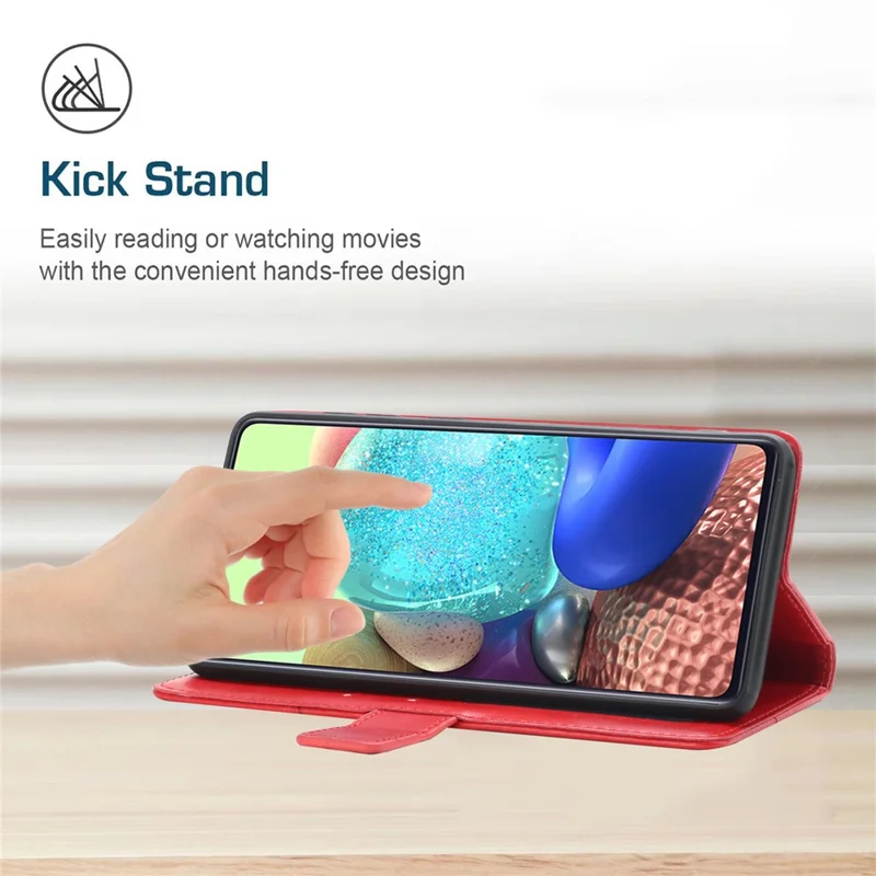 For iPhone 16 Pro Case with Wrist Strap Y Shaped Lines Imprint Leather Phone Cover - Red