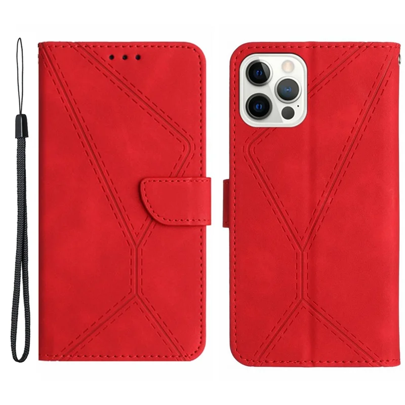 HT05 Voor iPhone 16 Pro hoesje Leren telefoonhoes met kaartslots Standfunctie - Rood