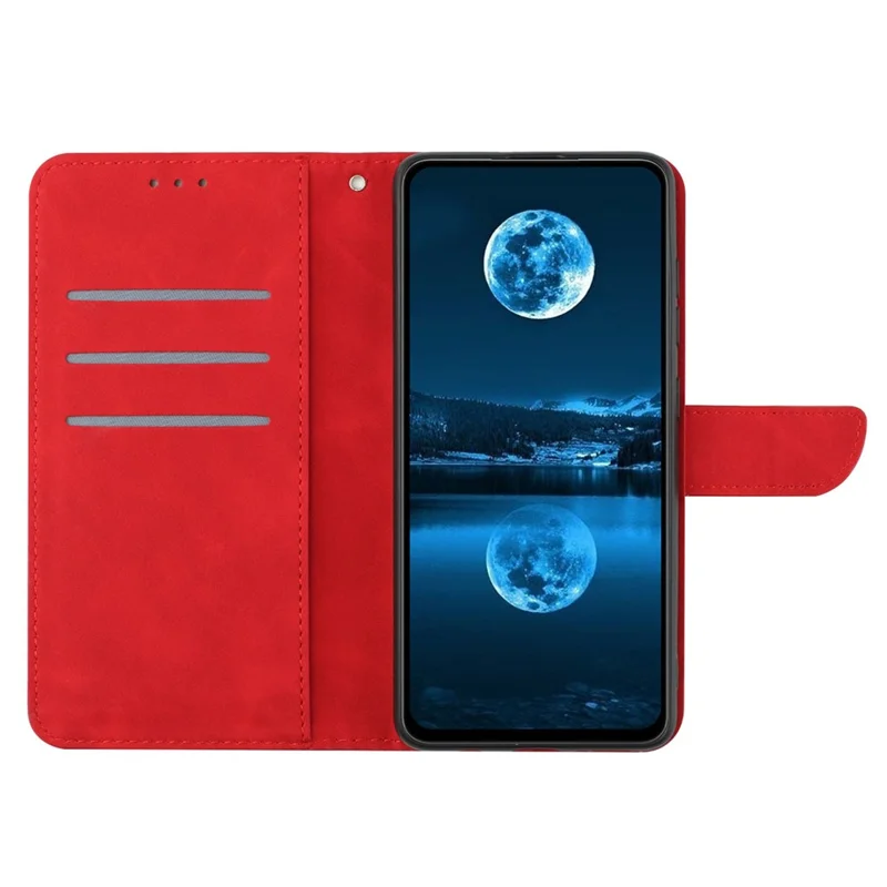 HT05 Voor iPhone 16 Pro hoesje Leren telefoonhoes met kaartslots Standfunctie - Rood