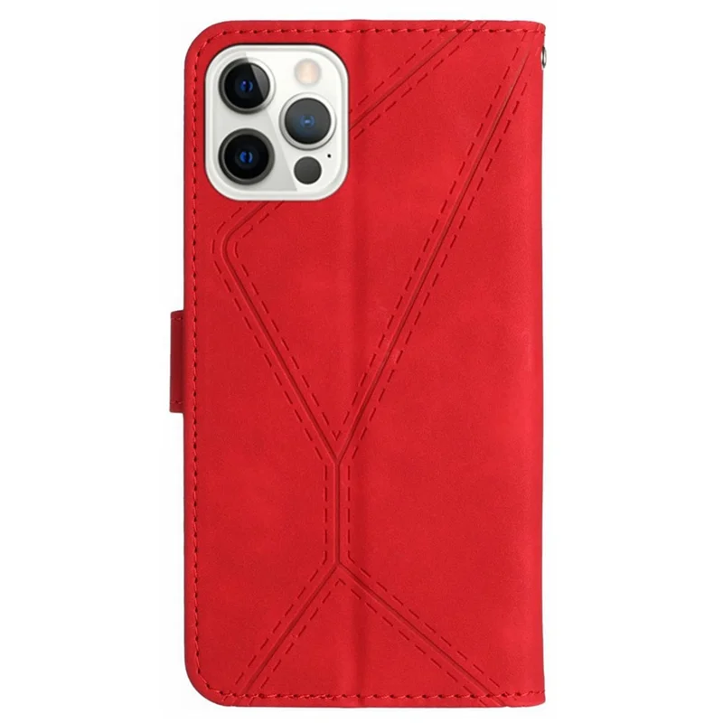 HT05 Voor iPhone 16 Pro hoesje Leren telefoonhoes met kaartslots Standfunctie - Rood