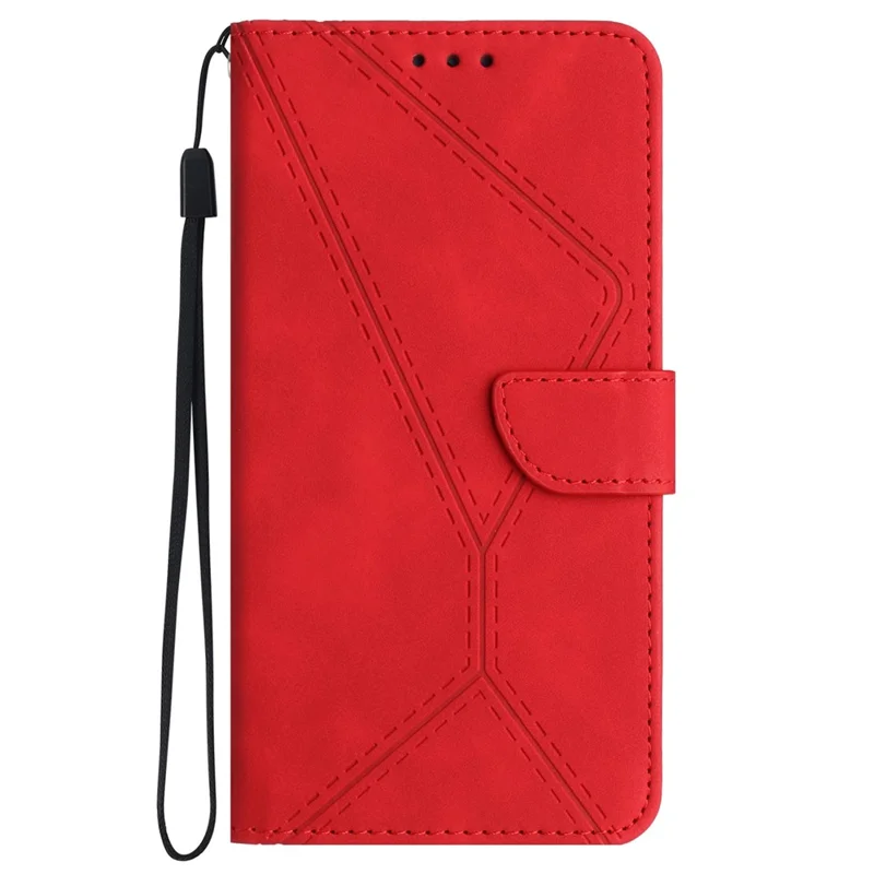 HT05 Voor iPhone 16 Pro hoesje Leren telefoonhoes met kaartslots Standfunctie - Rood