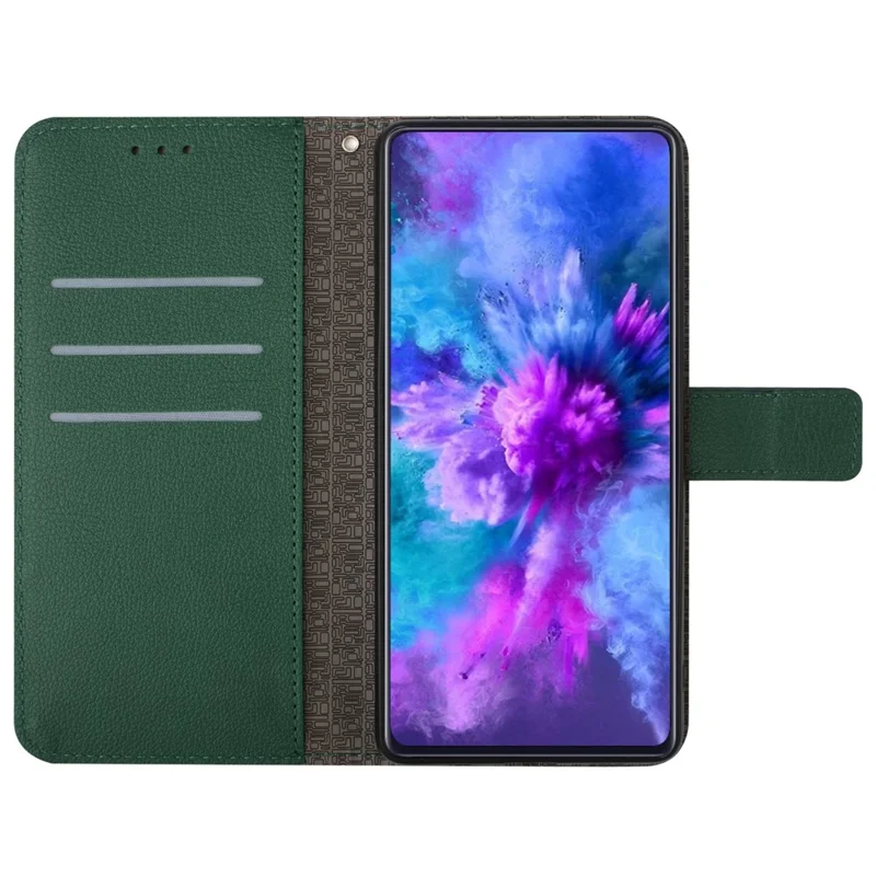 HT06 For iPhone 16 Pro Case Litchi Texture Leather Wallet Rhombus Phone Cover - Green