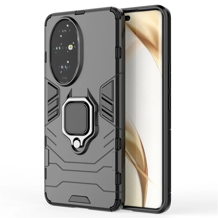 Per Honor 200 Pro 5G Case Ring Kickstand PC+TPU Anti-Scratch Phone Cover - Nero