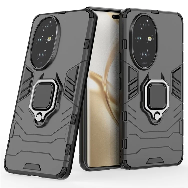 Per Honor 200 Pro 5G Case Ring Kickstand PC+TPU Anti-Scratch Phone Cover - Nero
