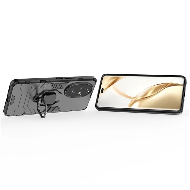 Per Honor 200 Pro 5G Case Ring Kickstand PC+TPU Anti-Scratch Phone Cover - Nero