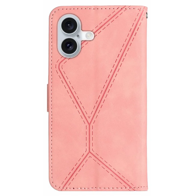 HT05 For iPhone 16 Case Flip Folio Leather Phone Cover with Credit Card Holder - Pink
