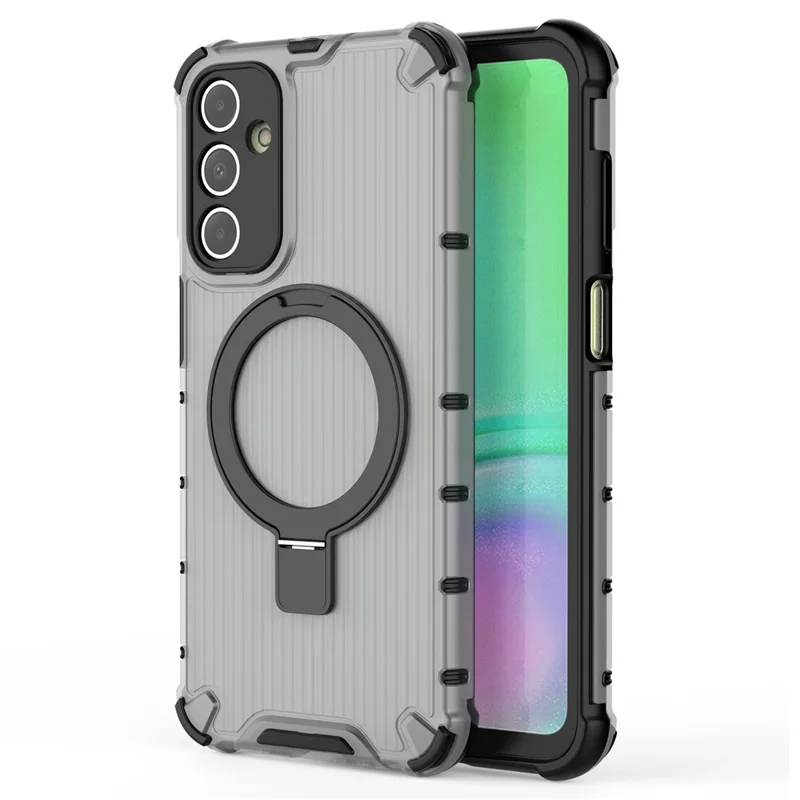 For Samsung Galaxy A15 4G / A15 5G Case Magnetic Kickstand Stripe Design PC+TPU Phone Cover - Grey