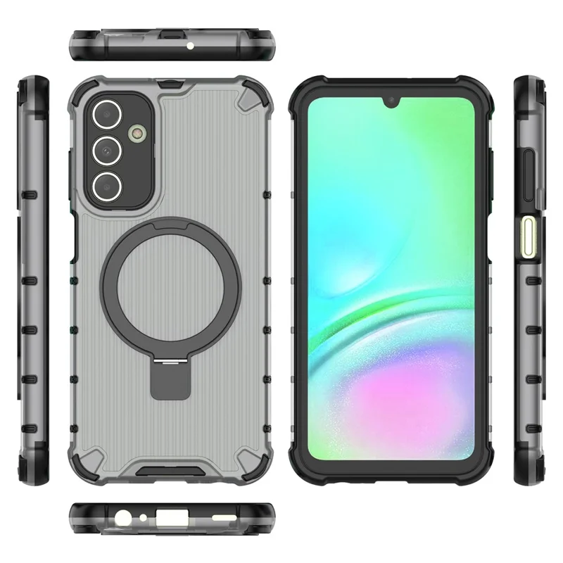 For Samsung Galaxy A15 4G / A15 5G Case Magnetic Kickstand Stripe Design PC+TPU Phone Cover - Grey